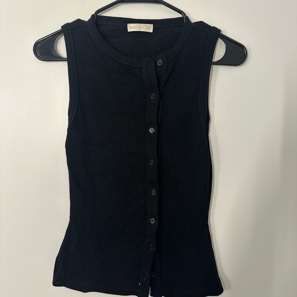 Kookai Black Button-Up Tank Top